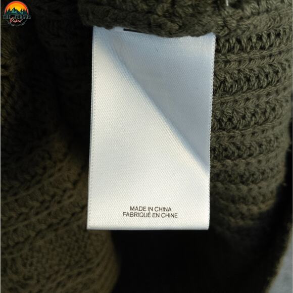 Express Cowl Neck Sweater Olive Green Cable Knit French Cut Winter Womens Size M - Picture 10 of 12